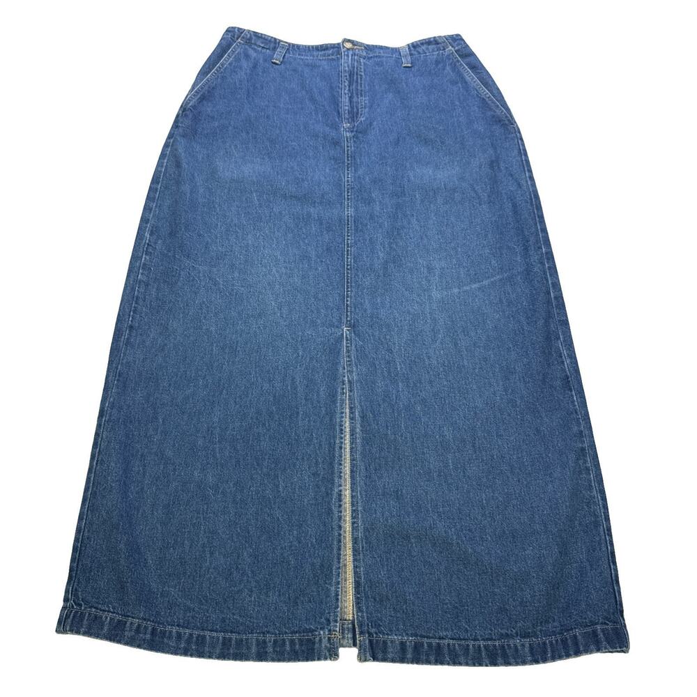 VTG 90s St Johns Bay Denim Skirt 14 Blue Medium Wash Prairie Western Midi Retro
